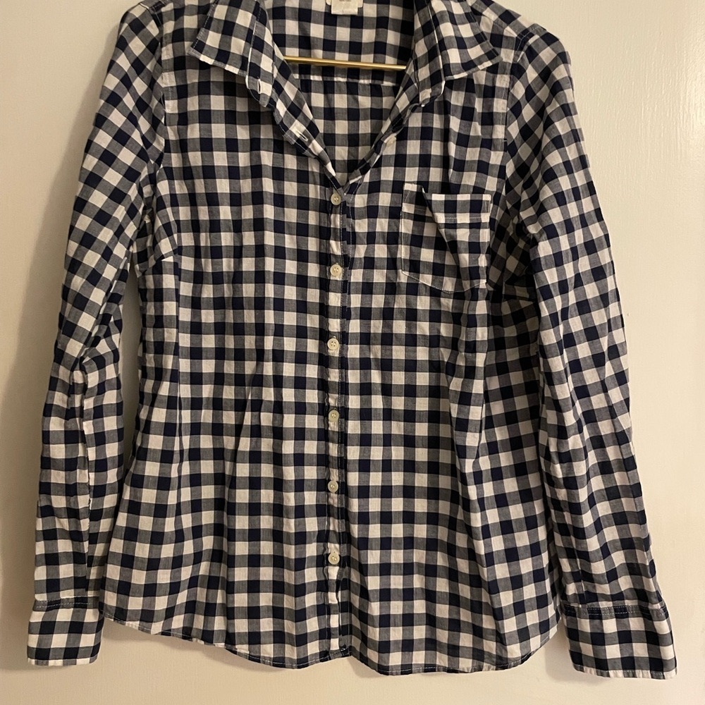 J Crew Factory Checkered Button-Up Shirt | size L